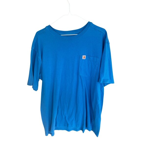 Carhartt Mens Blue Relaxed Fit Cotton T-Shirt Size L - Picture 1 of 7